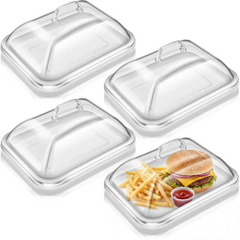 Tiangrid 4 Pack Clear Acrylic Serving Tray with Dome Lid Rectangular Food Tray for Cake Dessert Buffet Serving Food Banquets Parties Restaurant Display1083 x 846 x 559 in - Image 2