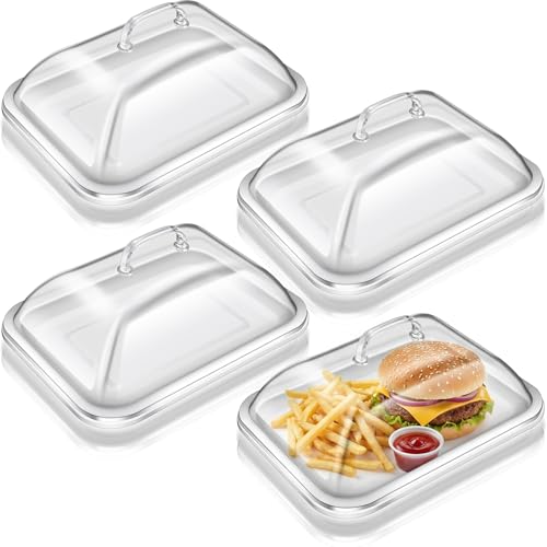 Tiangrid 4 Pack Clear Acrylic Serving Tray with Dome Lid Rectangular Food Tray for Cake Dessert Buffet Serving Food Banquets Parties Restaurant Display1083 x 846 x 559 in - Image 1