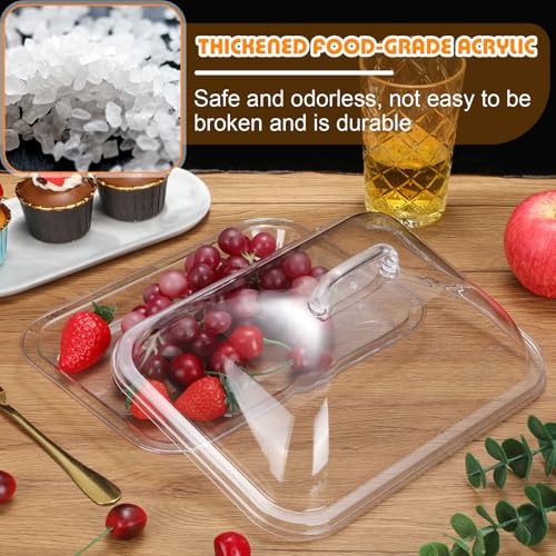 Tiangrid 4 Pack Clear Acrylic Serving Tray with Dome Lid Rectangular Food Tray for Cake Dessert Buffet Serving Food Banquets Parties Restaurant Display1083 x 846 x 559 in - Image 3
