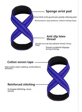 Figure 8 Weight Lifting Straps DeadLift Wrist Strap for Pull-ups Horizontal Bar Powerlifting Gym Fitness Bodybuilding Equipment available in three different sizes - view 4