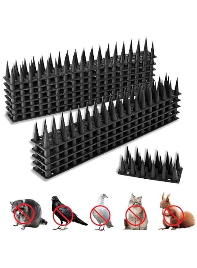 HOOKOR Bird Spikes,12 Pack Bird Squirrel Rac eon Cat Animal Deterrent Spikes for Outside Anti Bird Defender Spikes Outdoor to Keep Birds Away,18inch, Black (45-01) - Image 1