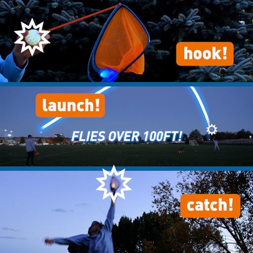 Djubi Slingball, Best Gifts for Kids and Teens All Ages 8 & Up - Slingshot Outdoor Light Up, Lawn, & Tailgating Family Game - Toys Gifts for 8 9 10 11 12 13 Year Old Boys - Night Flight - Image 2