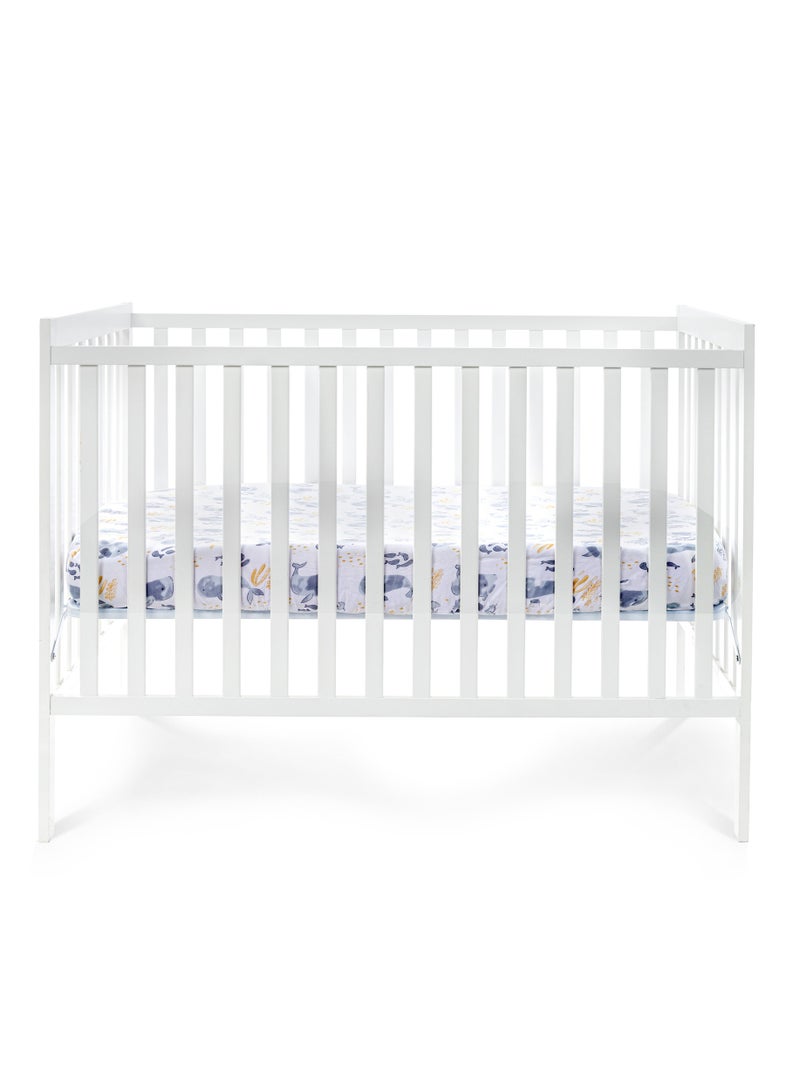 NINI Baby Cot/Crib Fitted Sheet, White/Blue, 100% Cotton Muslin, Soft & Breathable, Includes 1 Fitted Sheet, Size Up to 70x140 cm - Image 2