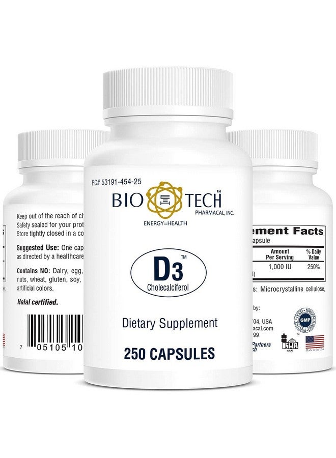 Bio-Tech Pharmacal Vitamin D3 (D3 1k IU, 250 Count) - Image 1