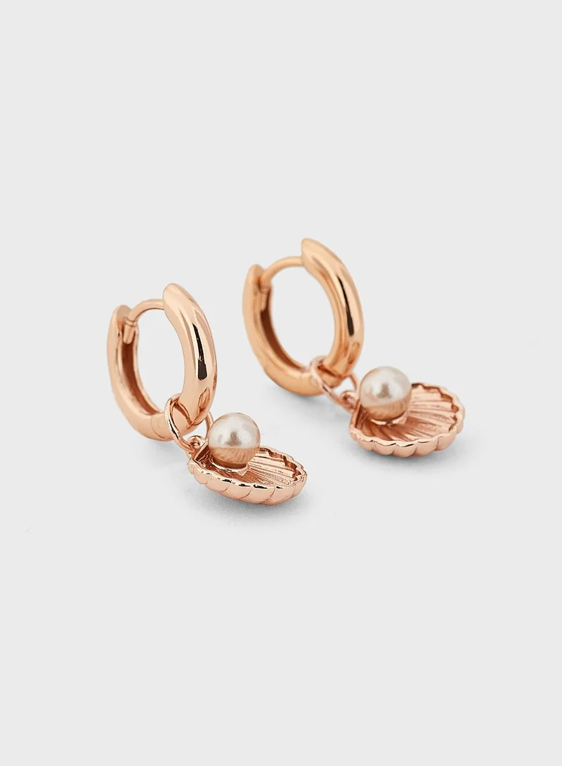 OLIVIA BURTON Under The Sea Shell Huggie Drop Earrings