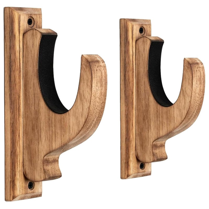 Brozon Wooden Rifle Gun Rack Wall Mount | Vintage Gun Holder Hanger | Natural Rubberwood Rifle Display Stand | Home Decor Gun Showpiece | Victorian Design Gun Rack (Brown, Pack of 2) - Image 1