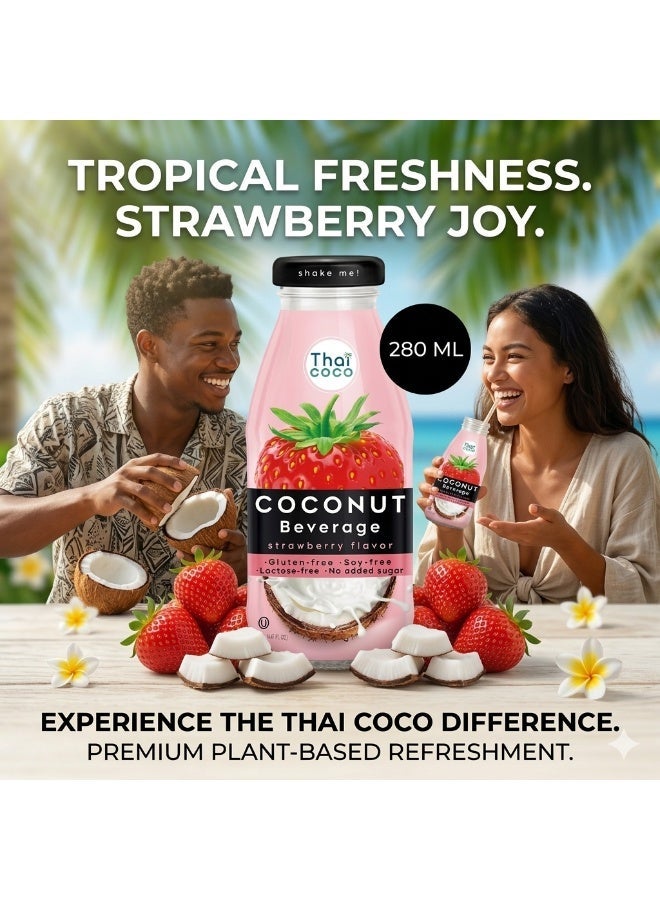 Thai Coco Coconut Beverage Strawberry Flavor 280 ml - Image 2