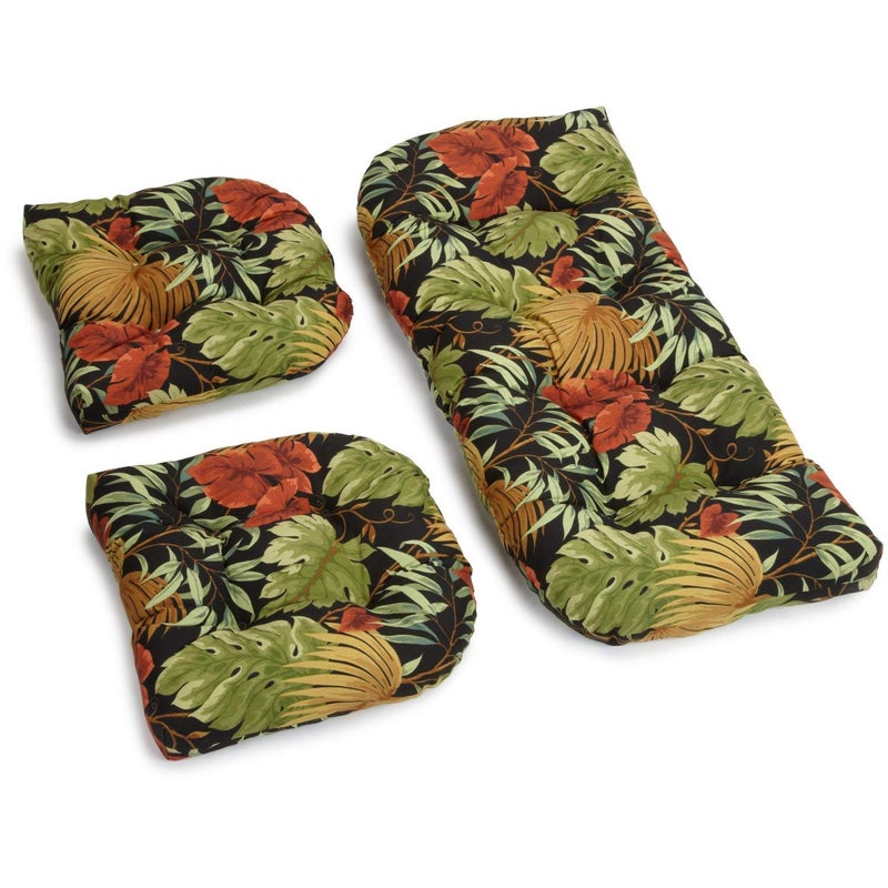 Blazing Needles Outdoor Tufted Settee Cushion Set, Tropique Raven, 3 Count - Image 4
