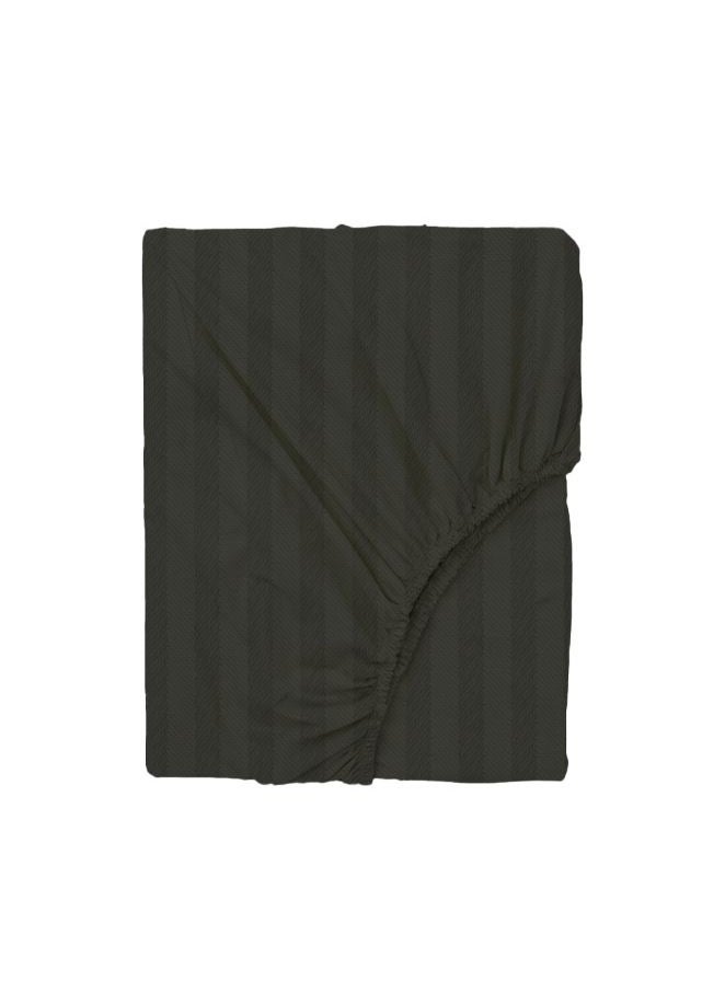 BYFT Tulip (Charcoal) King Size Fitted Sheet and Pillow Covers with 1 cm Satin Stripe (Set of 3 Pcs) 100% Cotton, Soft and Luxurious Hotel Quality Bed linen-300 TC  - Image 2