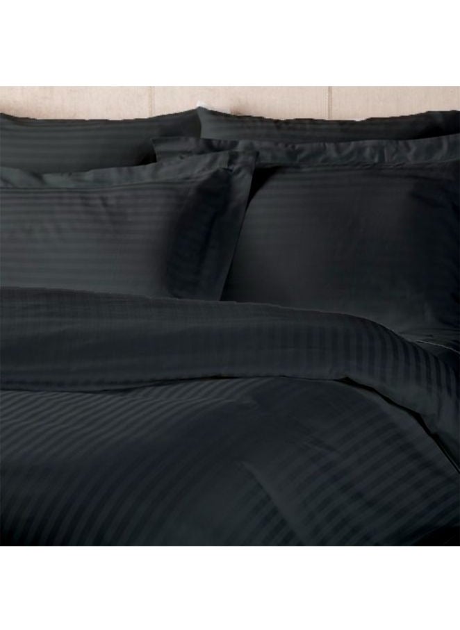 BYFT Tulip (Charcoal) King Size Fitted Sheet and Pillow Covers with 1 cm Satin Stripe (Set of 3 Pcs) 100% Cotton, Soft and Luxurious Hotel Quality Bed linen-300 TC  - Image 4