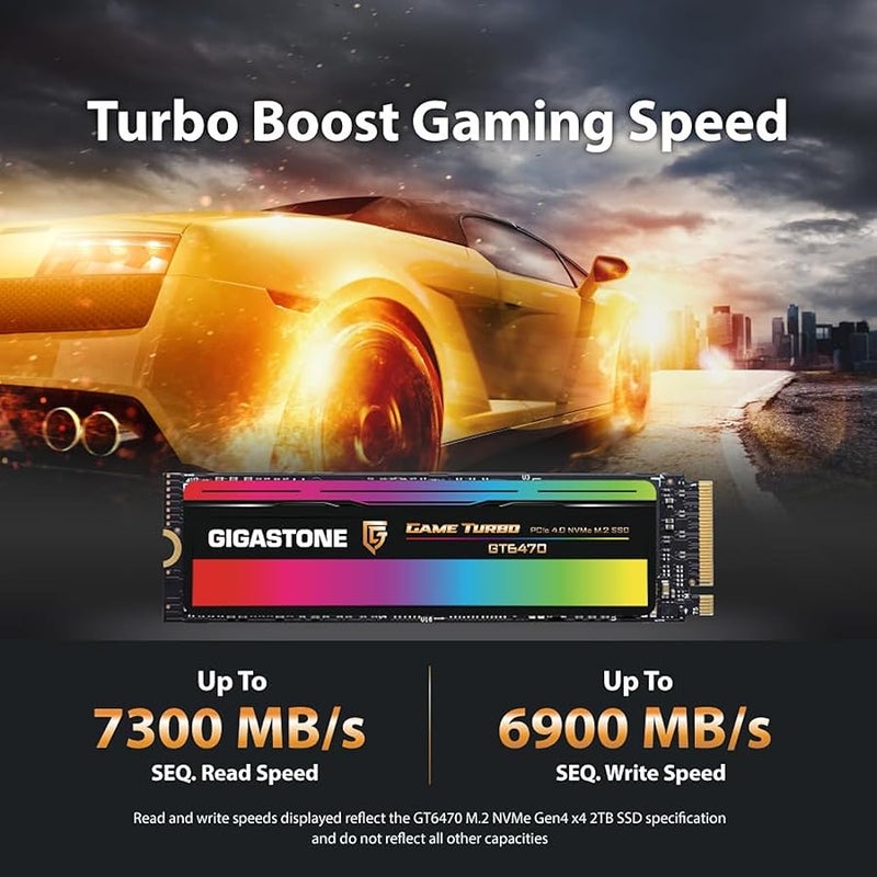 جيجاستون GIGASTONE M.2 SSD 2TB (2-Pack) PCIe 4.0 NVMe SSD 7,000MB/s Internal Gaming Solid State Hard Drive Upgrade PC Laptop PS5 Storage Turbo Speed for Gamers 3D Rendering 4K 8K Video Editing Creators - Image 2