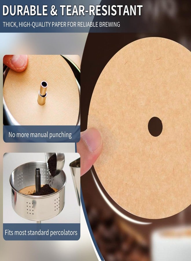 Piszvbej 300 Count Percolator Coffee Filters, 3.75 Inch Unbleached Disc Coffee Filters with Hole, Disposable Thick Round Paper Filter, Keeps Grounds Out, Perfect for Home, Office and Camping - Image 3