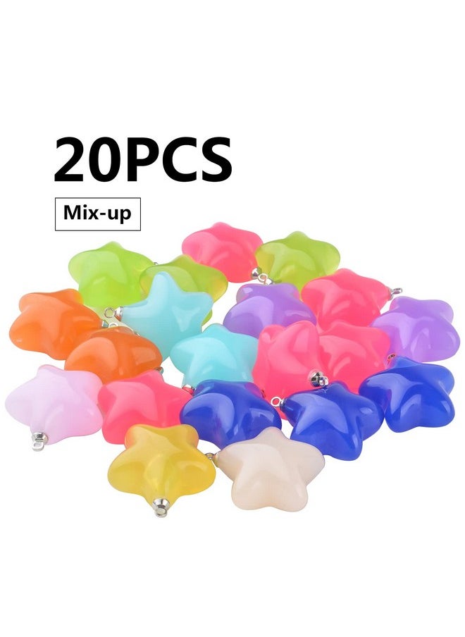 BronaGrand 20Pcs Star Pendants Charms Resin Star Charms Gummy Candy Star Beads Charms Celestial Charms Craft Supplies For Diy Earrings Necklace Bracelet Jewelry Making Accessory Mixed Colors  - Image 2