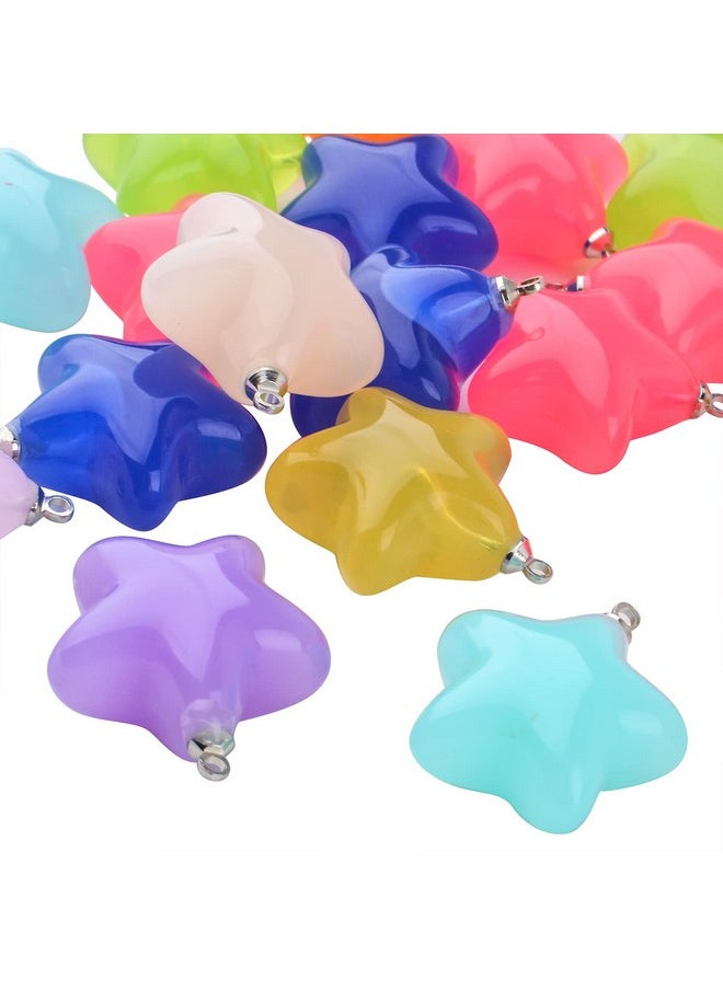 BronaGrand 20Pcs Star Pendants Charms Resin Star Charms Gummy Candy Star Beads Charms Celestial Charms Craft Supplies For Diy Earrings Necklace Bracelet Jewelry Making Accessory Mixed Colors  - Image 4