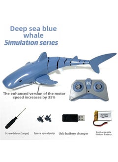 Remote Control Shark Electric Real Water Spray Remote Control Whale Can Be In The Water Will Swing Waterproof Swimming Outdoor Children's Toys-Color:Super Power Deep Sea Blue Whale + Waterproof Remote Control_four Batteries For 120 Minutes And Multiple Batteries