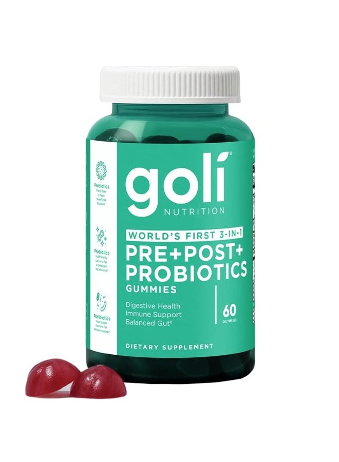 جولي نيوترشن Pre+Post+Probiotics Gummies – 60 Count | World’s First 3-in-1 Formula | Supports Gut Health, Digestion & Immunity | Gluten-Free, Vegan, Non-GMO & Gelatin-Free - Image 1