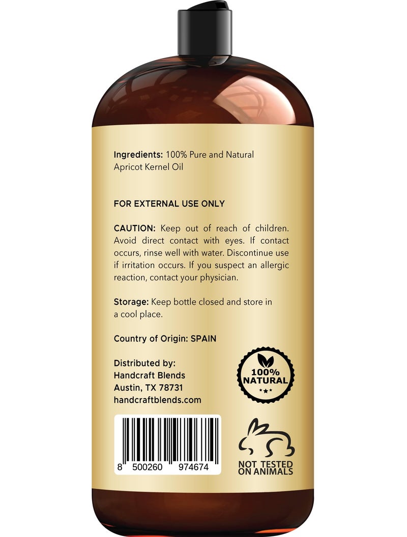 Handcraft Blends Apricot Kernel Oil - Cold-Pressed 28 Fl Oz - 100% Pure and Natural - Premium Grade Carrier Oil for Skin and Hair - Hair and Body - Massage - Hexane-Free - Image 2