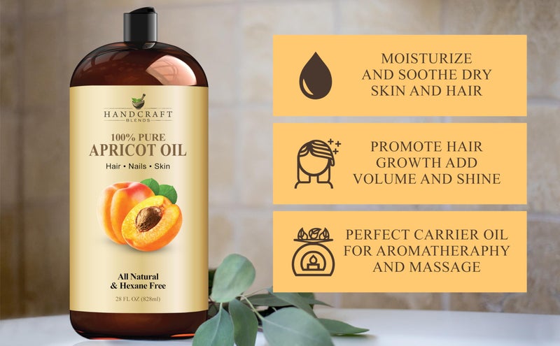 Handcraft Blends Apricot Kernel Oil - Cold-Pressed 28 Fl Oz - 100% Pure and Natural - Premium Grade Carrier Oil for Skin and Hair - Hair and Body - Massage - Hexane-Free - Image 4