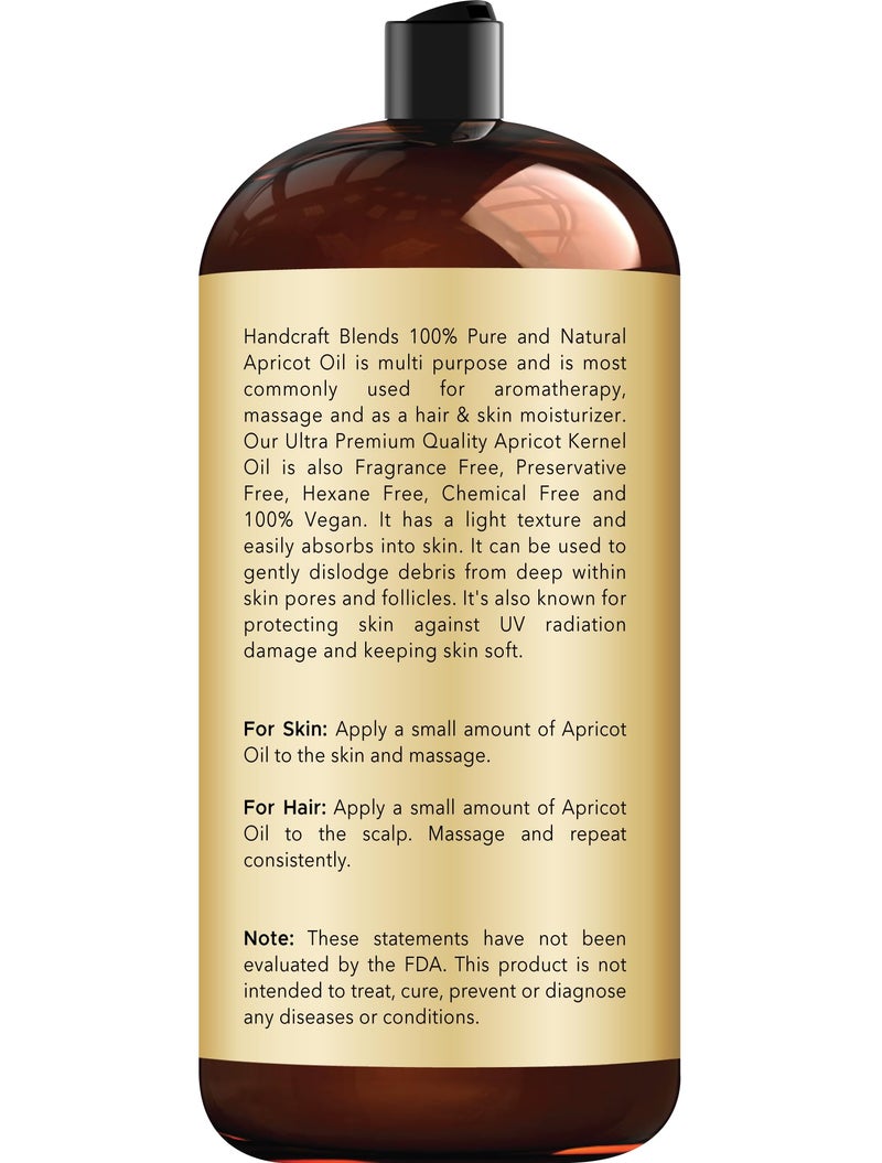 Handcraft Blends Apricot Kernel Oil - Cold-Pressed 28 Fl Oz - 100% Pure and Natural - Premium Grade Carrier Oil for Skin and Hair - Hair and Body - Massage - Hexane-Free - Image 3