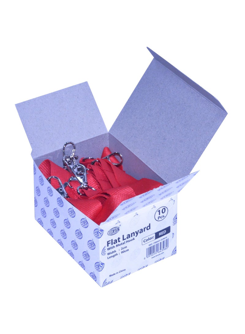 FIS 10 قطع من حبل العنق المسطح من FIS باللون الأحمر بخطاف معدني 2X90 سم - FSNA07-2CM/10 - Image 2
