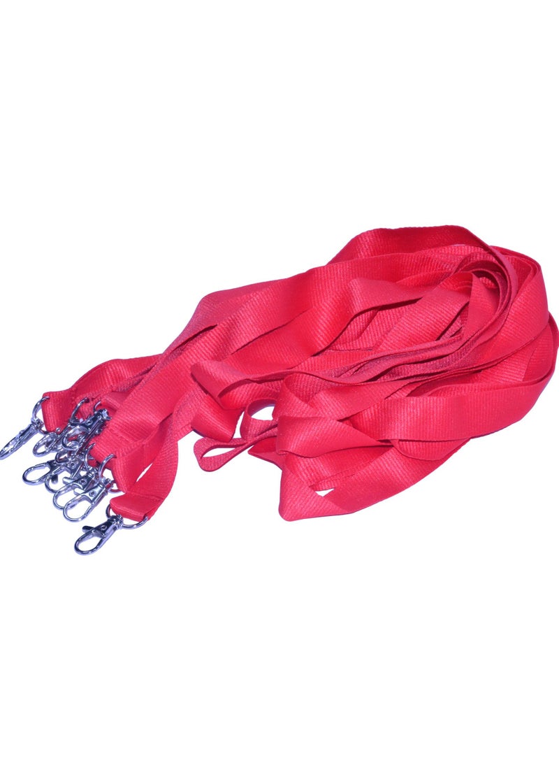FIS 10 قطع من حبل العنق المسطح من FIS باللون الأحمر بخطاف معدني 2X90 سم - FSNA07-2CM/10 - Image 1