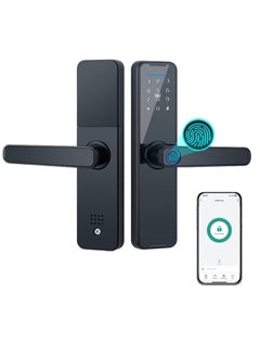 Tuya Smart Lock Fingerprint Lock Door Lock Keypad Door Lock with Handle Fingerprint Electronic Deadbolt Door Lock Smart Door Lock Compatible with Tuya APP