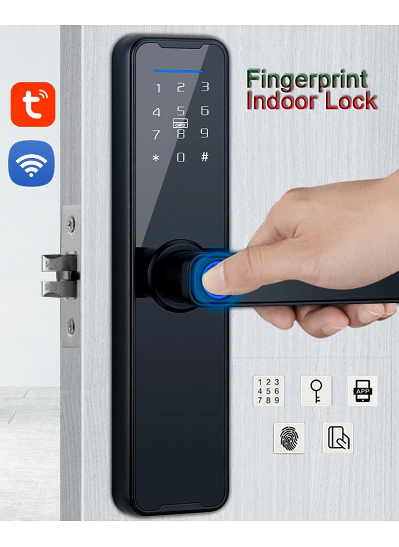 Generic - Tuya Smart Lock Fingerprint Lock Door Lock Keypad Door Lock with Handle Fingerprint Electronic Deadbolt Door Lock Smart Door Lock Compatible with Tuya APP - Image 1