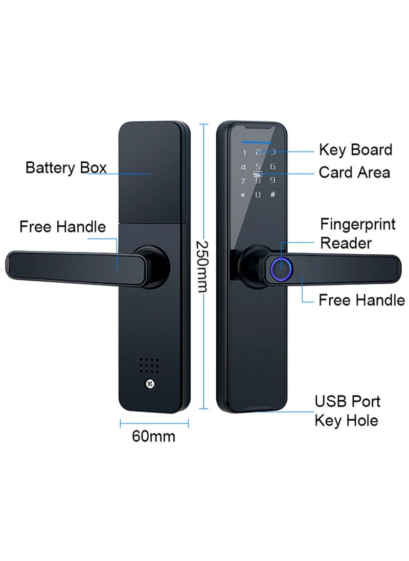 Generic - Tuya Smart Lock Fingerprint Lock Door Lock Keypad Door Lock with Handle Fingerprint Electronic Deadbolt Door Lock Smart Door Lock Compatible with Tuya APP - Image 1
