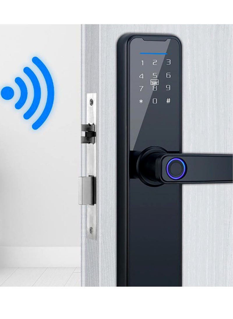 Generic - Tuya Smart Lock Fingerprint Lock Door Lock Keypad Door Lock with Handle Fingerprint Electronic Deadbolt Door Lock Smart Door Lock Compatible with Tuya APP - Image 1