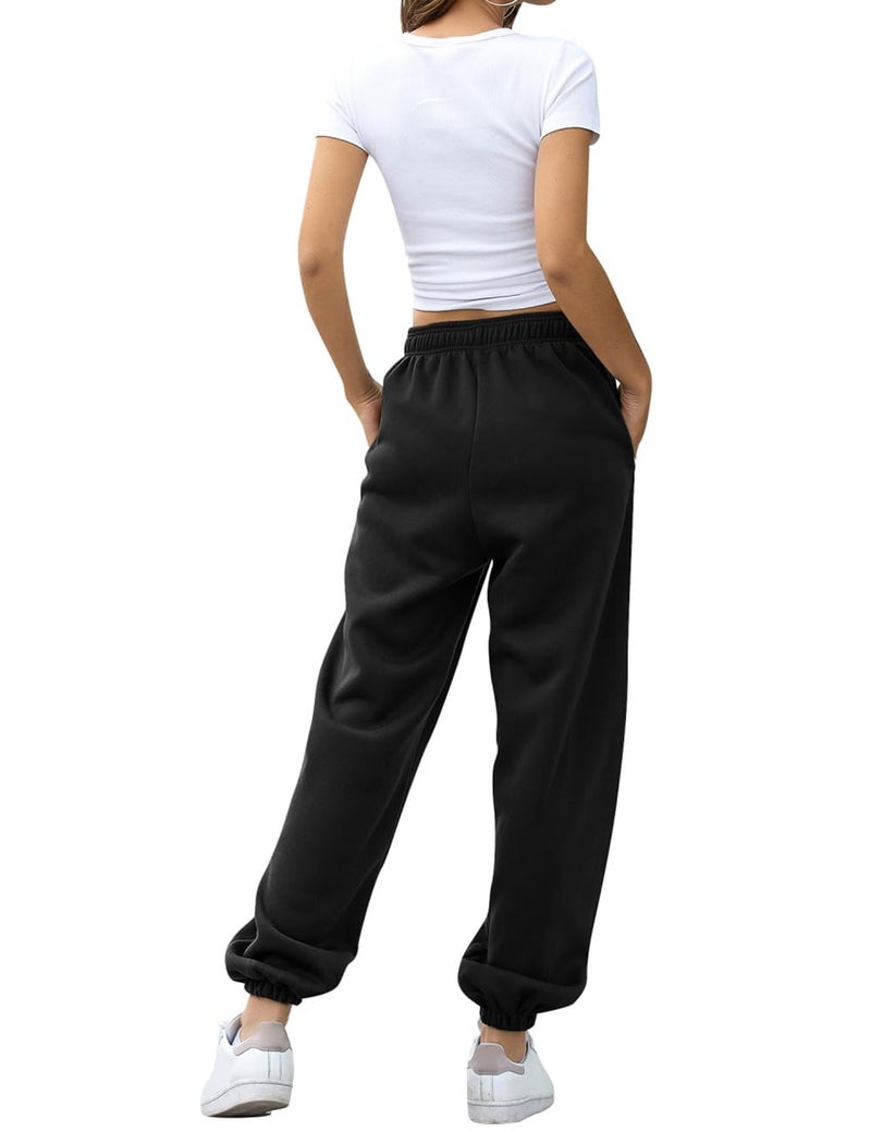 HeSaYep Women's High Waisted Sweatpants Workout Active Joggers Pants Baggy Lounge Bottoms,Black M - Image 2