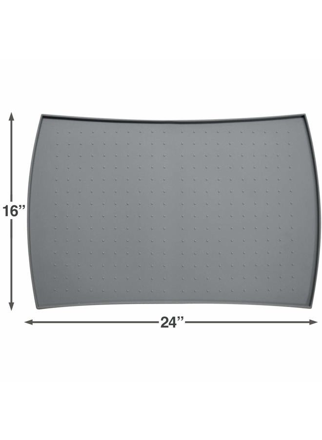 petfusion Large WATERPROOF Pet Food Mat (24x16). FDA Grade Silicone [superior hygiene, non-toxic, multiple sizes] For dogs or cats, Gray - Image 5