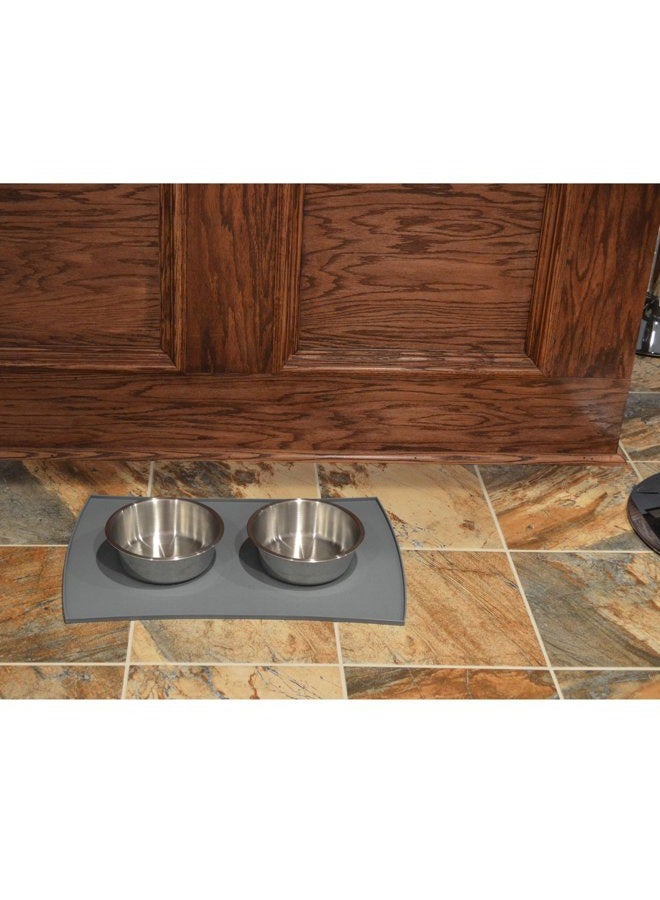 petfusion Large WATERPROOF Pet Food Mat (24x16). FDA Grade Silicone [superior hygiene, non-toxic, multiple sizes] For dogs or cats, Gray - Image 2
