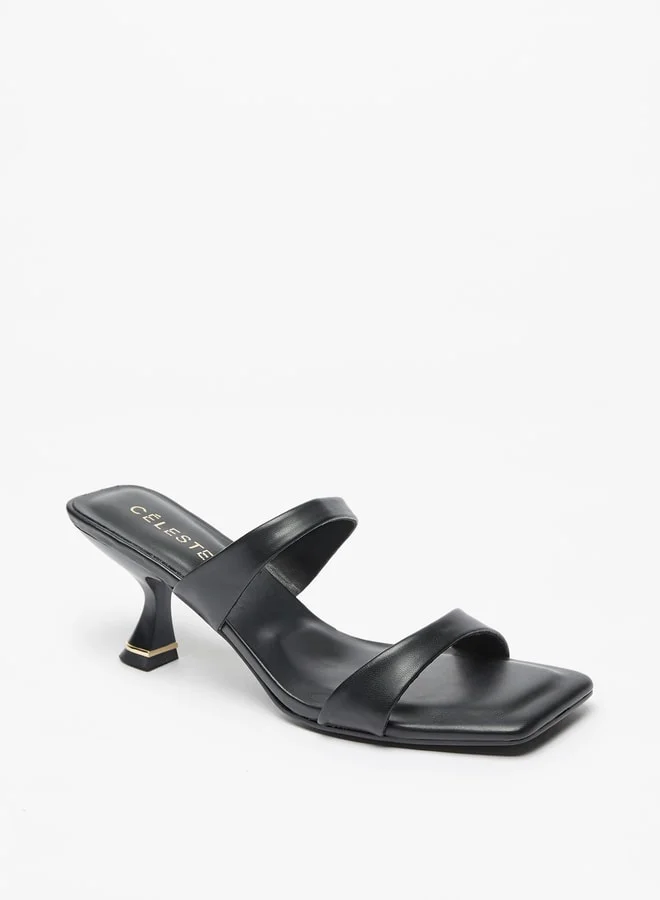 Celeste Women Solid Slip On Strap Sandals with Kitten Heels