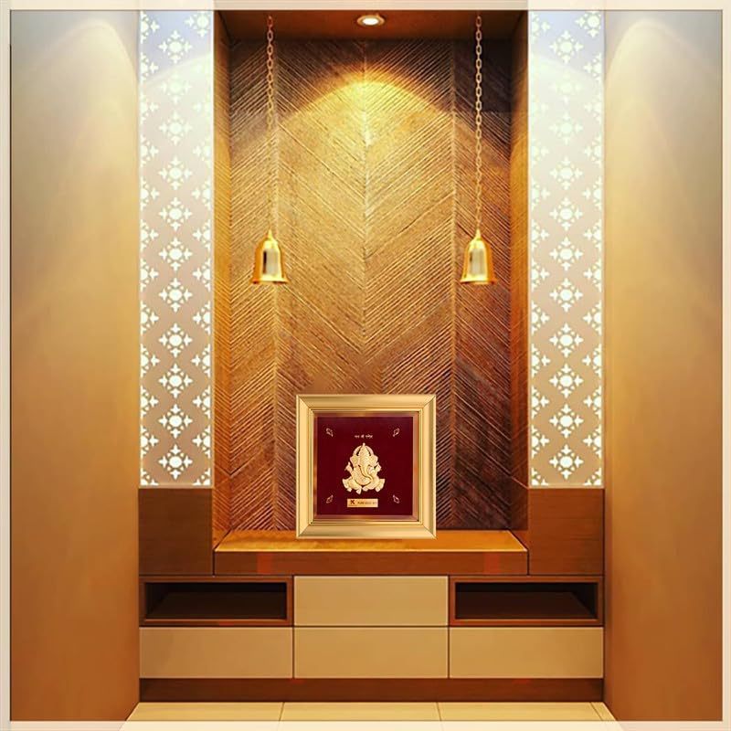 KUNDAN 24k Gold Foiled Artwork Ganesha Frame (S0) 13 * 13cm - Image 4