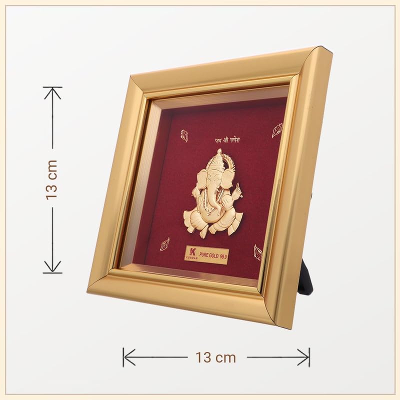 KUNDAN 24k Gold Foiled Artwork Ganesha Frame (S0) 13 * 13cm - Image 3