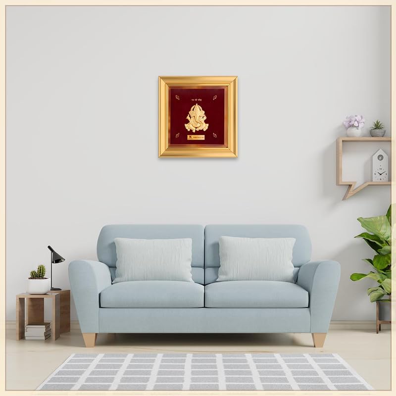 KUNDAN 24k Gold Foiled Artwork Ganesha Frame (S0) 13 * 13cm - Image 5