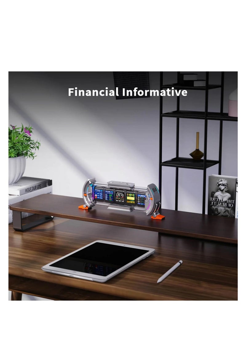 Excefore - Cyberpunk Gaming Setup Digital Clock, Modern Desktop Clock, with Smart APP Control, WiFi Connect, RGB LED Display, Personalized Dashboard, Pixel Art for Gaming Room & Office Decor (Sliver) - Image 1