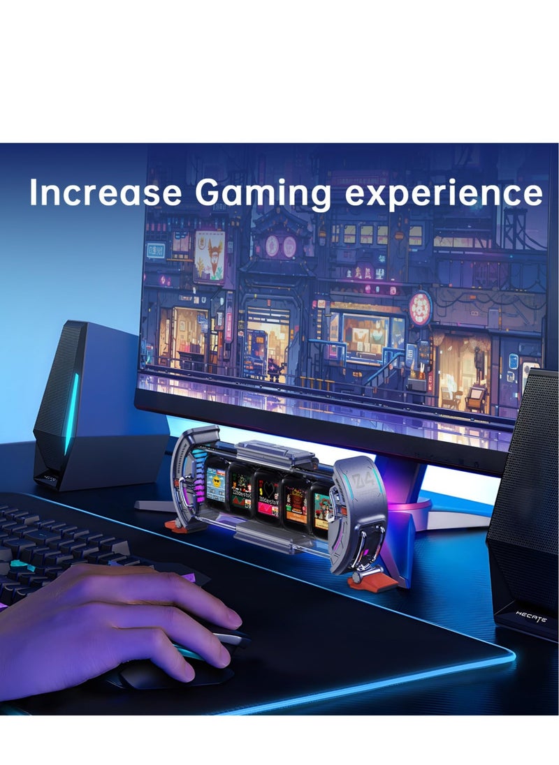 Excefore - Cyberpunk Gaming Setup Digital Clock, Modern Desktop Clock, with Smart APP Control, WiFi Connect, RGB LED Display, Personalized Dashboard, Pixel Art for Gaming Room & Office Decor (Sliver) - Image 1