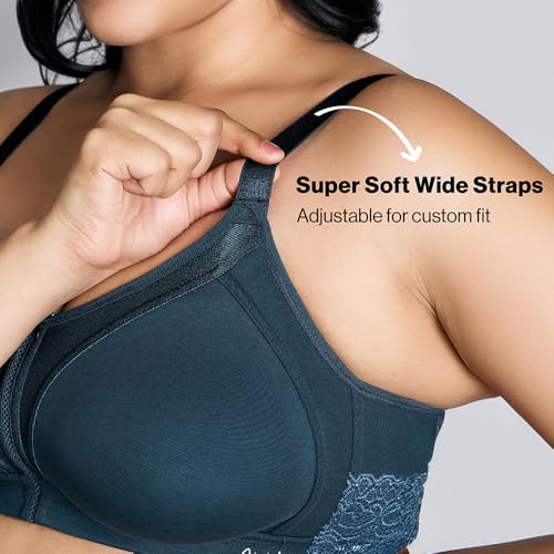 NYKD by Nykaa Women’s Full Support M-Frame Heavy Bust Everyday Cotton Bra | Non-Padded | Wireless | Full Coverage| Bra, NYB101, Dark Blue, 34DD, 1N - Image 4