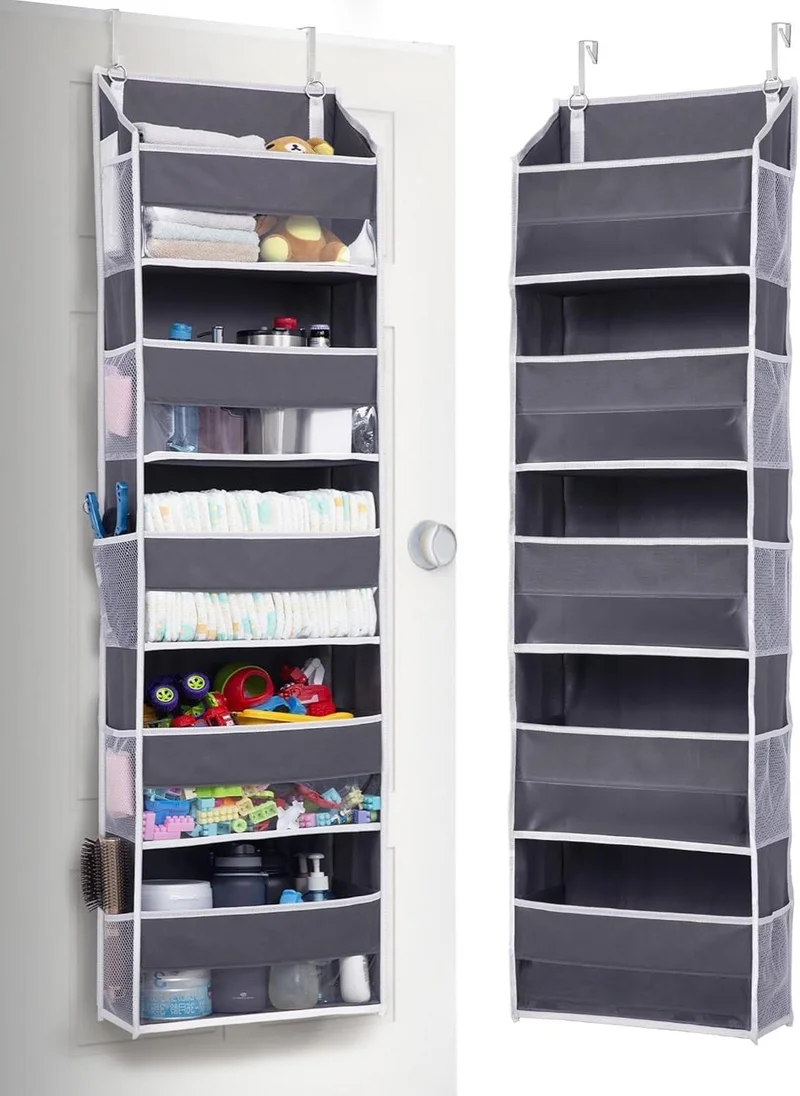 كويزيرا Over Door Organizer – 5 Pockets & 10 Mesh Sides  – Dark Grey