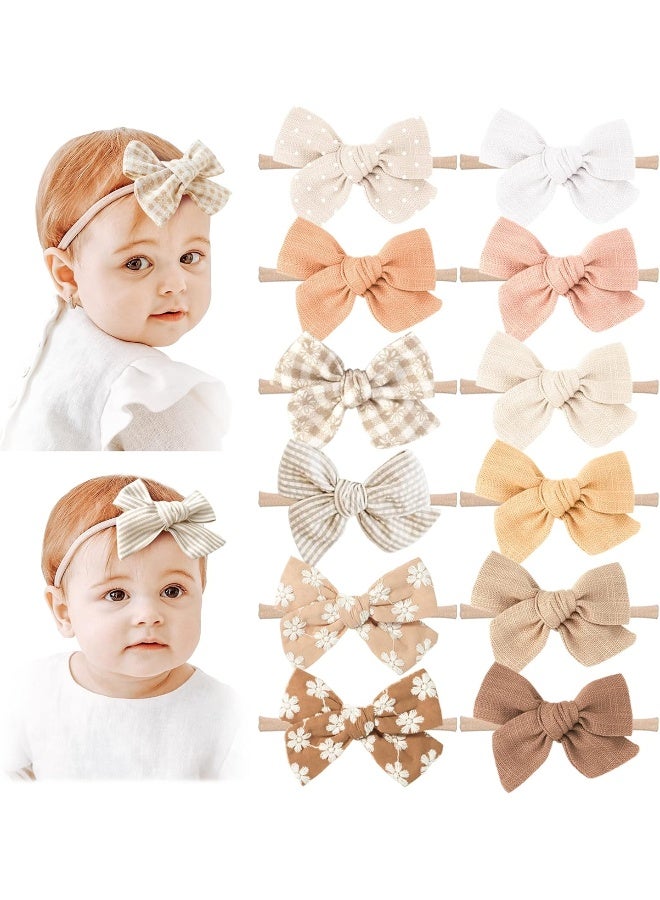 Niceye Baby Girl Bows and Headbands, Stretchy Nylon Hairbands Hair Bows for Newborns, Infants, Toddlers - Handmade Baby Hair Accessories for Girls - Image 1