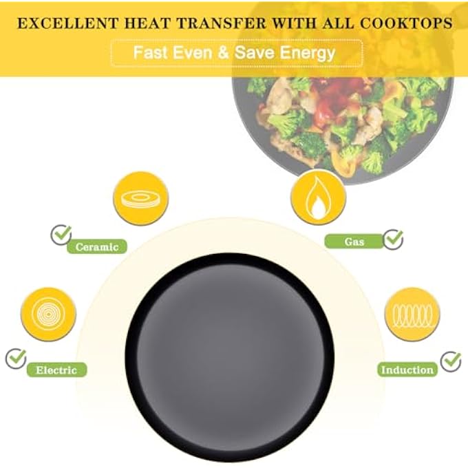 Unity Frying Pan 1026Cm Non Stick Frying Pan Skillet With Lid No Chemical Coated All Stove Induction Compatible - Image 5