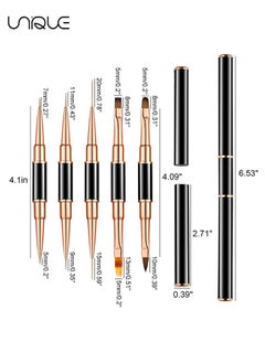 Unique 5Pcs Nail Art Brushes - Double Ended Nail Art Lines 3D Drawing Pen - Nail Cleaning Brushes - Builder Gel Brushes Nail Art Tools for Salon Home DIY Manicure - Double-headed Dual-use Pull Wire Painting Pen  - Image 2