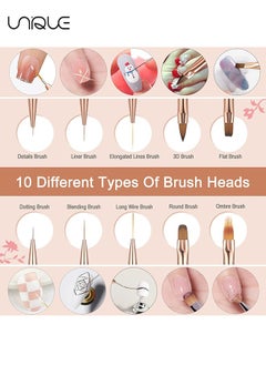 Unique 5Pcs Nail Art Brushes - Double Ended Nail Art Lines 3D Drawing Pen - Nail Cleaning Brushes - Builder Gel Brushes Nail Art Tools for Salon Home DIY Manicure - Double-headed Dual-use Pull Wire Painting Pen  - Image 4