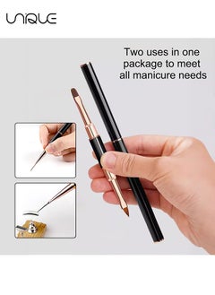 Unique 5Pcs Nail Art Brushes - Double Ended Nail Art Lines 3D Drawing Pen - Nail Cleaning Brushes - Builder Gel Brushes Nail Art Tools for Salon Home DIY Manicure - Double-headed Dual-use Pull Wire Painting Pen  - Image 5