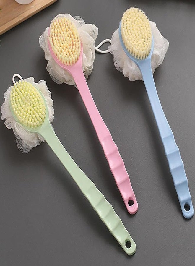 QUIRA 2 in 1 Body Bathing Brush with Soft Bristle and Loofah Body Back Scrubber Brush Massage Brush bath scrubber for body Exfoliating and Cleansing - Image 3
