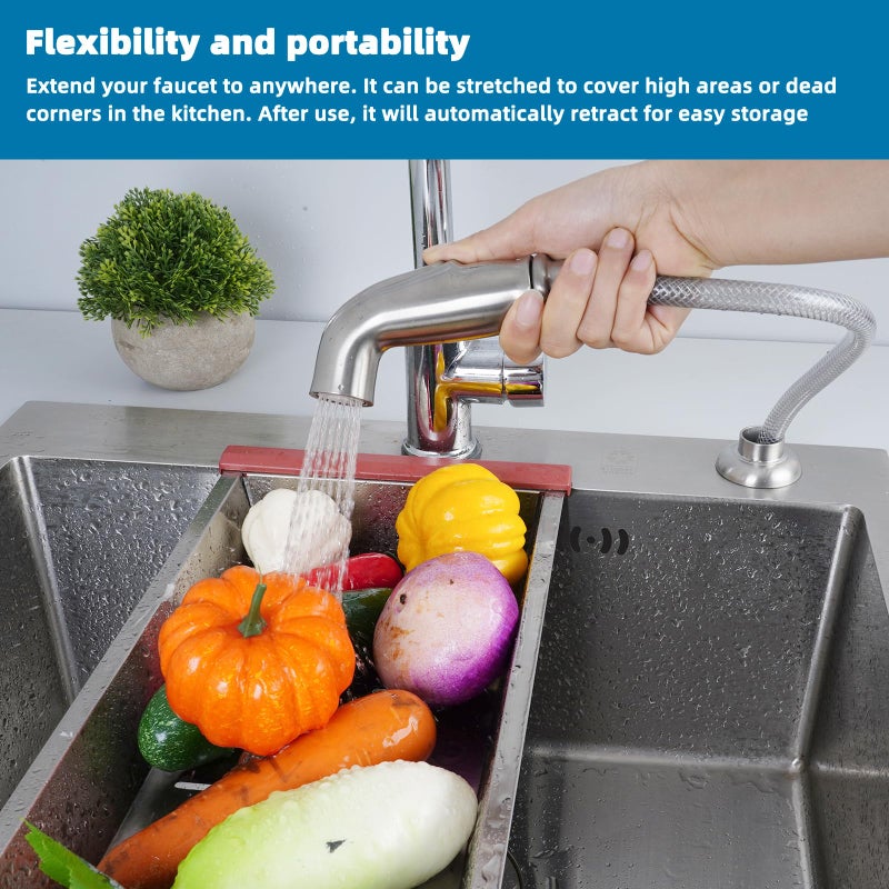 iFealClear Universal Kitchen Side Sprayer Compatible with Moen Faucet, Kitchen Sink Faucet Sprayer Replacement with Quick Connector/Hose/Holder, Pull Out Sprayer Head Replacement, Easy to Install, Brushed Nickel - Image 4
