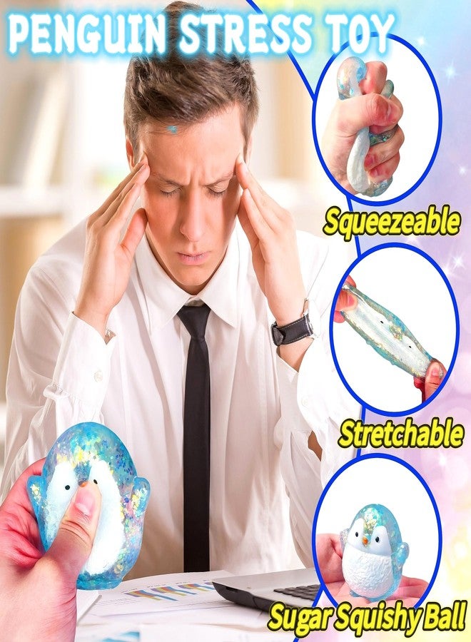 EVDERS 1Pcs Blue Penguin Sugar Stress Ball Squishy Toys for Kids Adults- Soft Cute Animals Squeeze Sensory Toy Anxiety & Stress Relief Squishy Penguin Sugar Ball for Birthday Classroom Prizes - Image 3