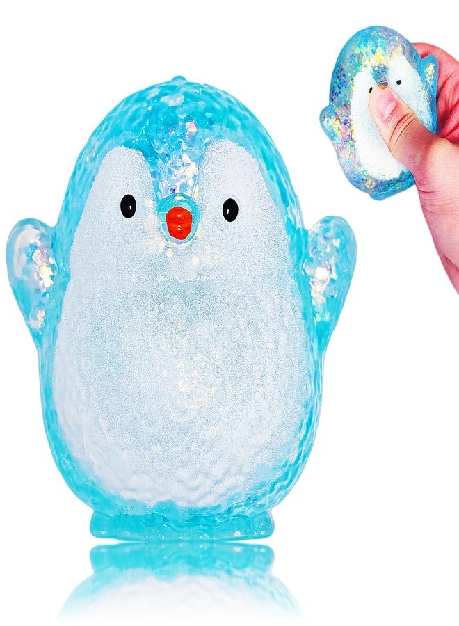 EVDERS 1Pcs Blue Penguin Sugar Stress Ball Squishy Toys for Kids Adults- Soft Cute Animals Squeeze Sensory Toy Anxiety & Stress Relief Squishy Penguin Sugar Ball for Birthday Classroom Prizes - Image 1