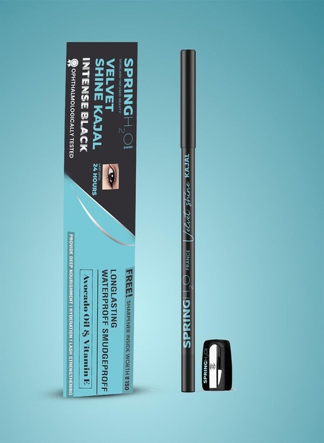 Spring H2O Velvet Shine Kajal Pencil Intense Black | With Avacado Oil and Vitamin E | Longlasting Waterproof and Sumdgeproof | Suitable for Sensitive Eyes | Includes Sharpener- 1.5gm - Image 3